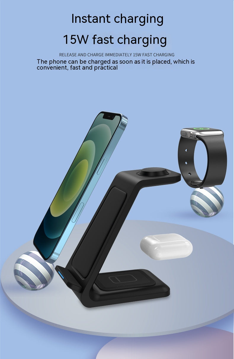 ⚡ 3-in-1 Fast Wireless Charging Station – Vertical Desktop Stand