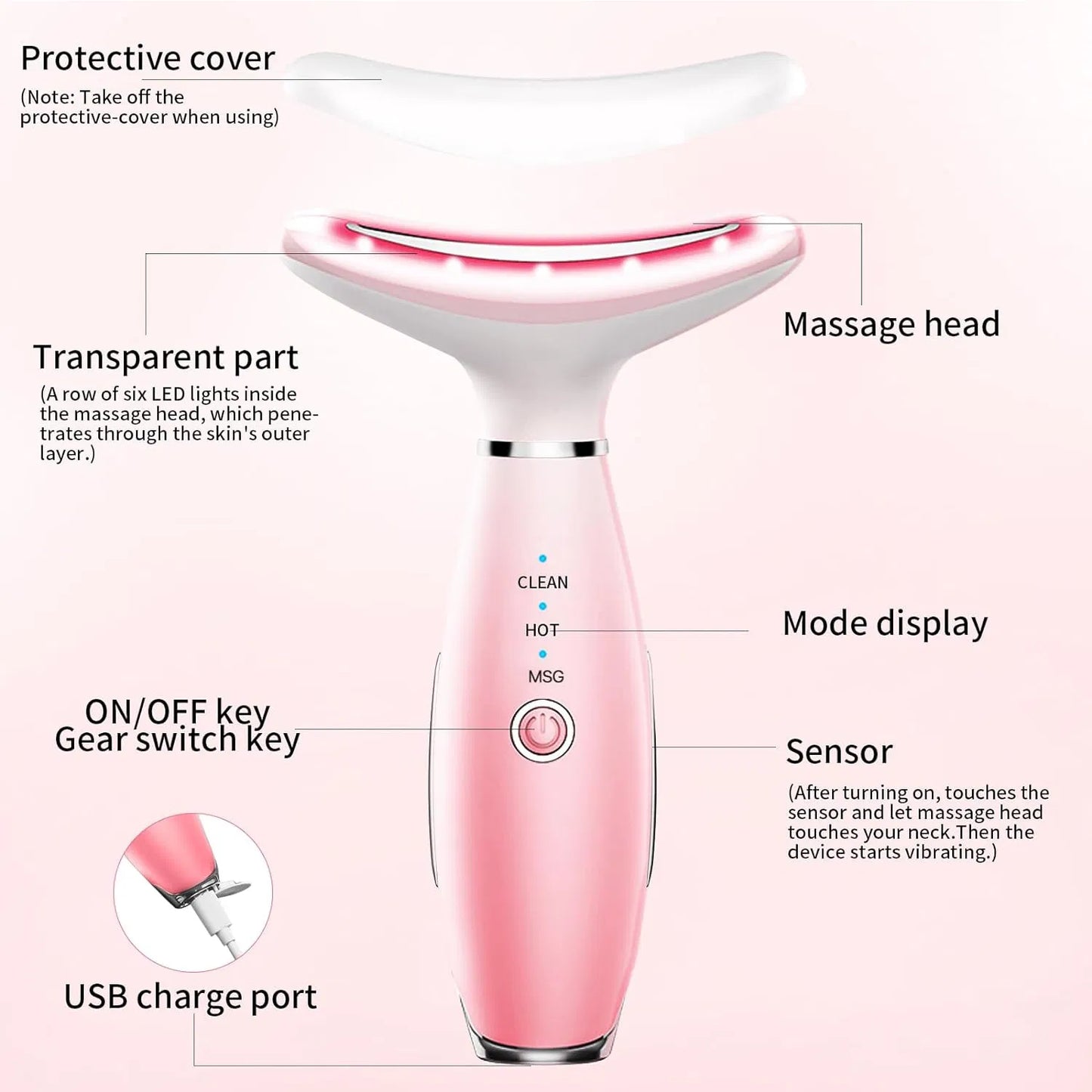 3-in-1 Face & Neck Massager – Heated Vibration Sculpting Tool