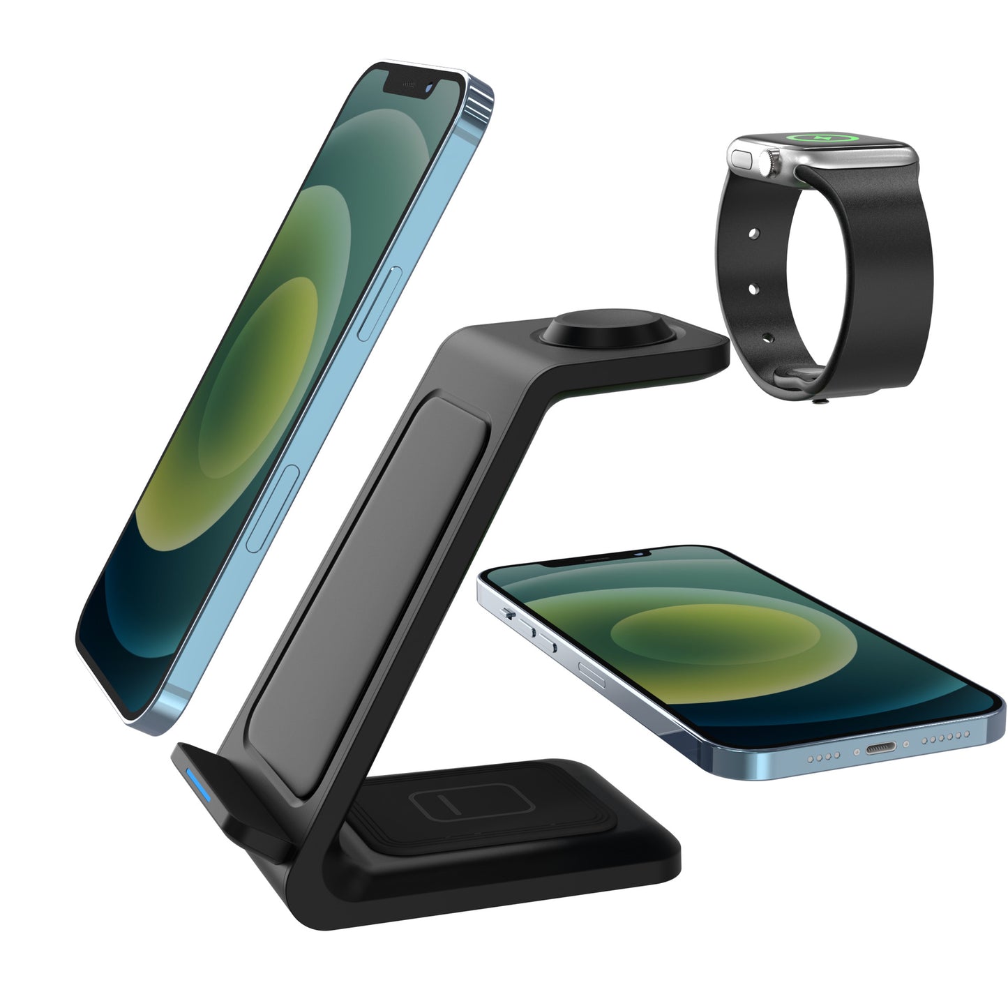 ⚡ 3-in-1 Fast Wireless Charging Station – Vertical Desktop Stand