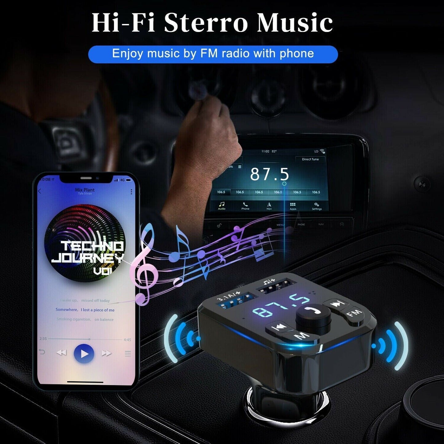 All-in-One Car Gadget ⚡ T20 Bluetooth + MP3 + Phone Charger