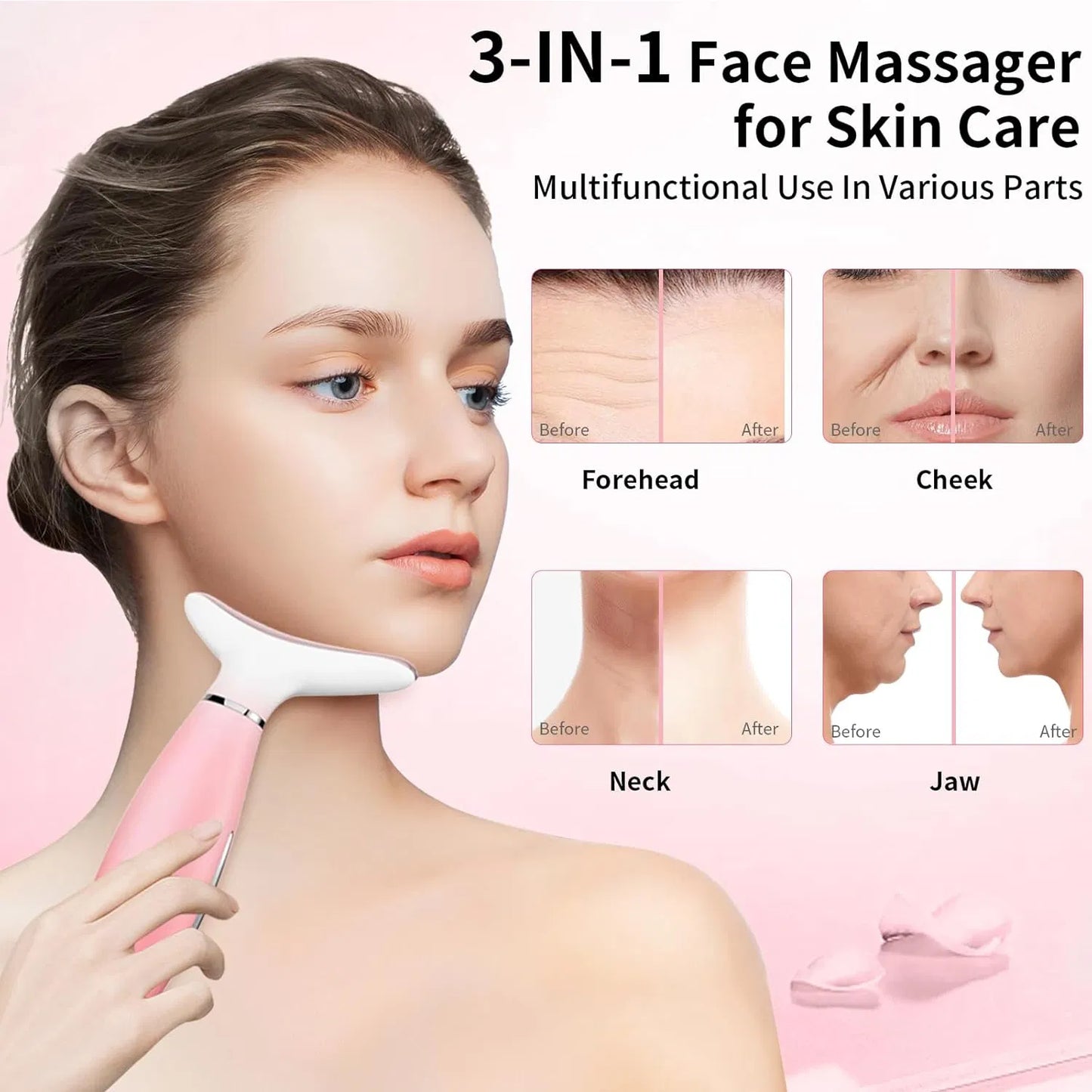 3-in-1 Face & Neck Massager – Heated Vibration Sculpting Tool