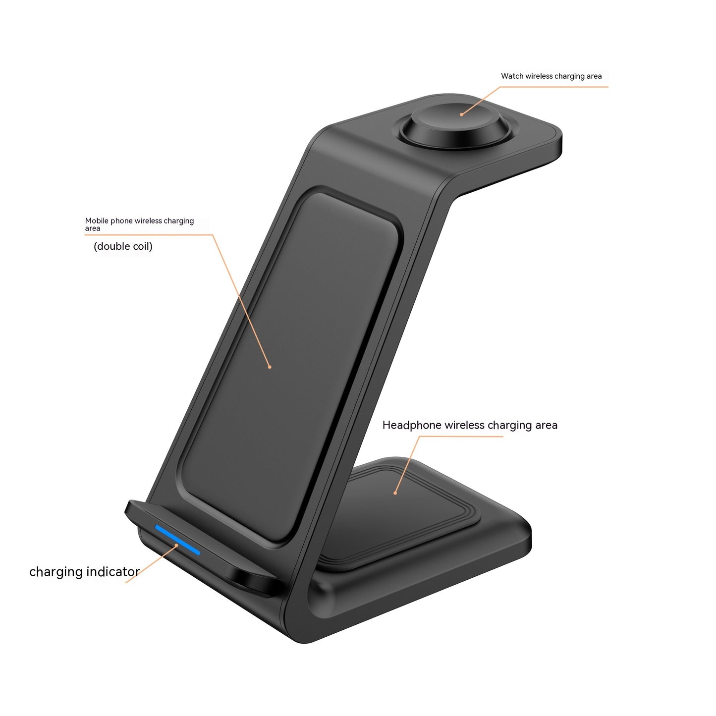⚡ 3-in-1 Fast Wireless Charging Station – Vertical Desktop Stand